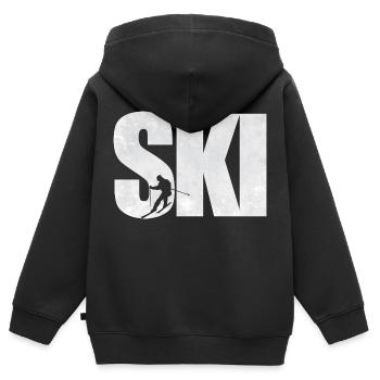 SKI - Sweat Premium à capuche zippé enfant bio - noir - Dos - AI Model Kid Male (0cm)