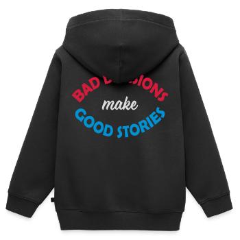 Mauvaises décisions, belles histoires - Sweat Premium à capuche zippé enfant bio - noir - Dos - AI Model Kid Male (0cm)