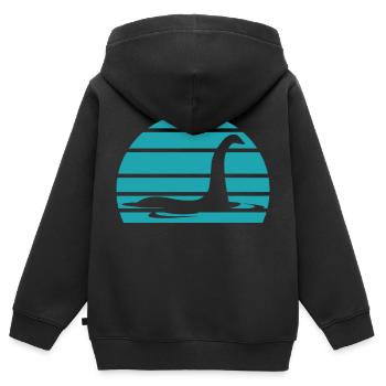 Lustiges Loch Ness Monster Cryptozoology Nessie - Kinder Premium Organic Zip Hoodie - Schwarz - Hinten - AI Model Kid Male (0cm)