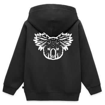 Koala blanc - Sweat Premium à capuche zippé enfant bio - noir - Dos - AI Model Kid Male (0cm)