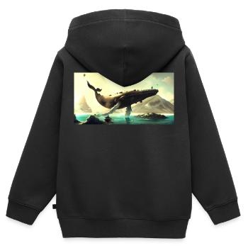Wal schwebt am Himmel - Kinder Premium Organic Zip Hoodie - Schwarz - Hinten - AI Model Kid Male (0cm)