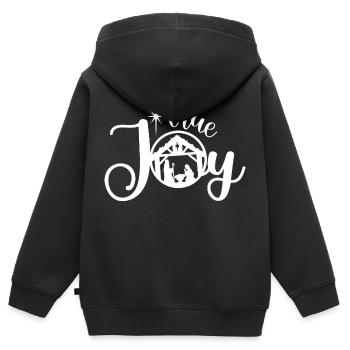 Wahre Freude in Weiß - Kinder Premium Organic Zip Hoodie - Schwarz - Hinten - AI Model Kid Male (0cm)