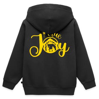 Wahre Freude in Gold - Kinder Premium Organic Zip Hoodie - Schwarz - Hinten - AI Model Kid Male (0cm)