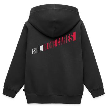 shhh no one cares - Kids Premium Organic Zip-up Hoodie - black - Back - AI Model Kid Male (0cm)