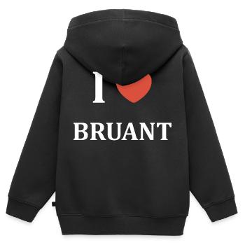 i love Bruant - Sweat Premium à capuche zippé enfant bio - noir - Dos - AI Model Kid Male (0cm)