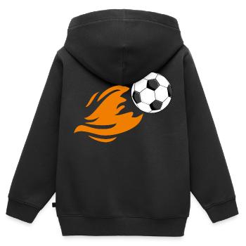 Flammender Fußball - Kinder Premium Organic Zip Hoodie - Schwarz - Hinten - AI Model Kid Male (0cm)