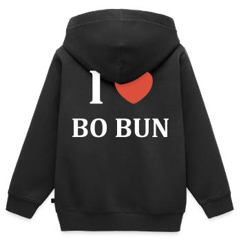 i love bo bun - Sweat Premium à capuche zippé enfant bio - noir - Dos - AI Model Kid Male (0cm)
