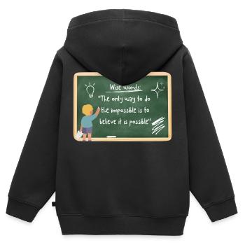DIRE CLEVER - Sweat Premium à capuche zippé enfant bio - noir - Dos - AI Model Kid Male (0cm)