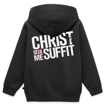 CHRIST SEUL ME SUFFIT - Sweat Premium à capuche zippé enfant bio - noir - Dos - AI Model Kid Male (0cm)