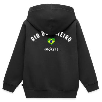 Rio de Janeiro brazil - Sweat Premium à capuche zippé enfant bio - noir - Dos - AI Model Kid Male (0cm)