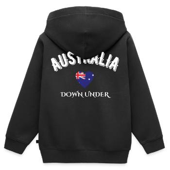 Australien Down Under - Kinder Premium Organic Zip Hoodie - Schwarz - Hinten - AI Model Kid Male (0cm)