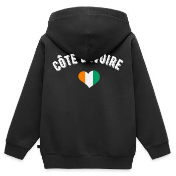cote d'ivoire - Sweat Premium à capuche zippé enfant bio - noir - Dos - AI Model Kid Male (0cm)