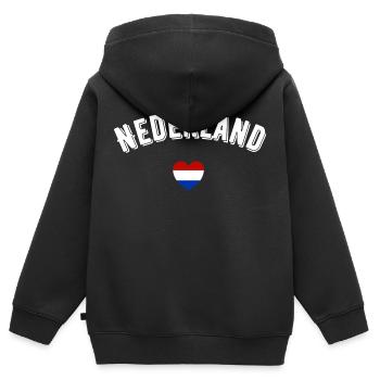 Nederland - Kinder Premium Organic Zip Hoodie - Schwarz - Hinten - AI Model Kid Male (0cm)