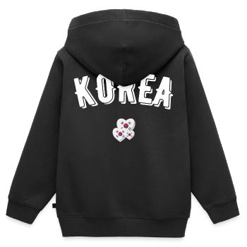 korea - Sweat Premium à capuche zippé enfant bio - noir - Dos - AI Model Kid Male (0cm)