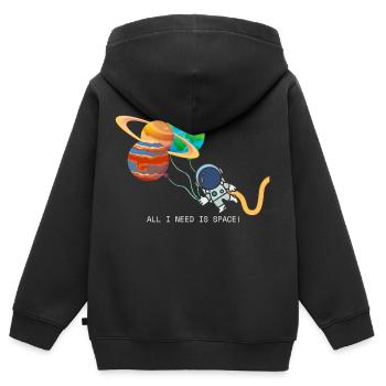 Astronaut - ALL I NEED IS SPACE Weltall Raumschiff - Kinder Premium Organic Zip Hoodie - Schwarz - Hinten - AI Model Kid Male (0cm)