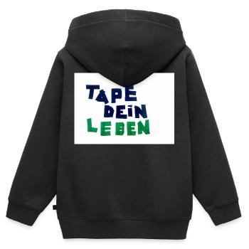 Tape dein Leben - Kinder Premium Organic Zip Hoodie - Schwarz - Hinten - AI Model Kid Male (0cm)