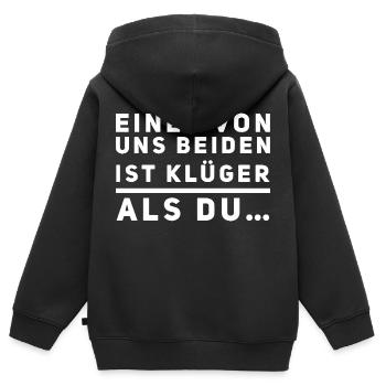 Einer von uns beiden ist klüger als du! - Kinder Premium Organic Zip Hoodie - Schwarz - Hinten - AI Model Kid Male (0cm)