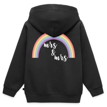 Rainbow Stripes Mrs et Mrs - Sweat Premium à capuche zippé enfant bio - noir - Dos - AI Model Kid Male (0cm)