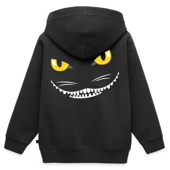 Lustiges Grinsekatzen Katzengesicht Halloween - Kinder Premium Organic Zip Hoodie - Schwarz - Hinten - AI Model Kid Male (0cm)