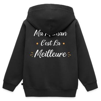 Ma Maman c'est la meilleure - Sweat Premium à capuche zippé enfant bio - noir - Dos - AI Model Kid Male (0cm)