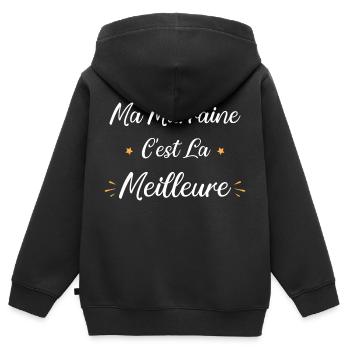 Ma marraine c'est la meilleure - Sweat Premium à capuche zippé enfant bio - noir - Dos - AI Model Kid Male (0cm)