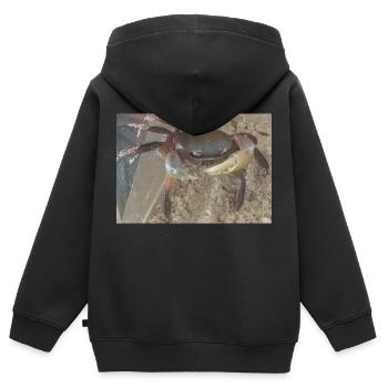 Mr Crabe le Crabe - Sweat Premium à capuche zippé enfant bio - noir - Dos - AI Model Kid Male (0cm)