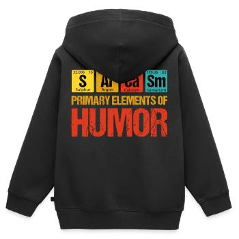 Sarcasme - Principaux éléments d’humour - Sweat Premium à capuche zippé enfant bio - noir - Dos - AI Model Kid Male (0cm)