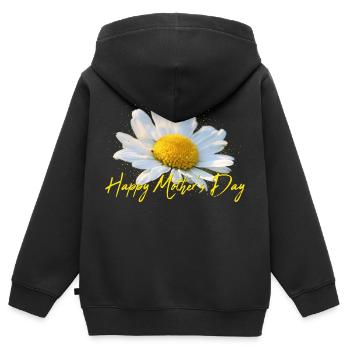 Bonne fête des mères Bonne fête des mères - Sweat Premium à capuche zippé enfant bio - noir - Dos - AI Model Kid Male (0cm)