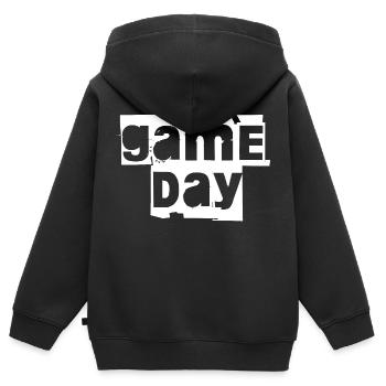 JOUR du match - Sweat Premium à capuche zippé enfant bio - noir - Dos - AI Model Kid Male (0cm)