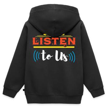 ÉCOUTEZ-NOUS - Sweat Premium à capuche zippé enfant bio - noir - Dos - AI Model Kid Male (0cm)