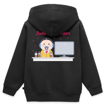 Junior Developer - Kids Premium Organic Zip-up Hoodie - black - Back - AI Model Kid Male (0cm)