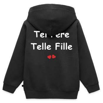 Tel père telle fille - Sweat Premium à capuche zippé enfant bio - noir - Dos - AI Model Kid Male (0cm)