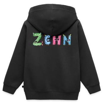 Kinder 10 Jahre monster 10. Geburtstag - Kinder Premium Organic Zip Hoodie - Schwarz - Hinten - AI Model Kid Male (0cm)
