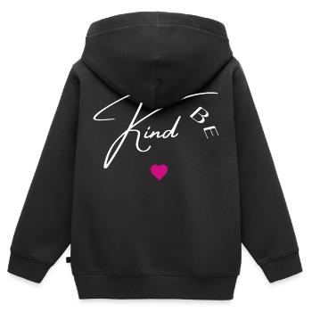 Seien Sie nett - Kinder Premium Organic Zip Hoodie - Schwarz - Hinten - AI Model Kid Male (0cm)