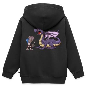 Ritter VS Drache - Kinder Premium Organic Zip Hoodie - Schwarz - Hinten - AI Model Kid Male (0cm)