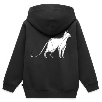 Dessin au trait fin chat sur fond blanc - Sweat Premium à capuche zippé enfant bio - noir - Dos - AI Model Kid Male (0cm)