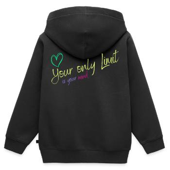 Motivation - ohne Grenzen / keine Limits - Kinder Premium Organic Zip Hoodie - Schwarz - Hinten - AI Model Kid Male (0cm)