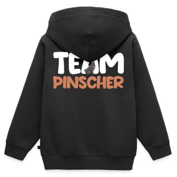Hund Pinscher - Kinder Premium Organic Zip Hoodie - Schwarz - Hinten - AI Model Kid Male (0cm)