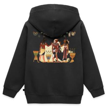 epoque Pharaon - Sweat Premium à capuche zippé enfant bio - noir - Dos - AI Model Kid Male (0cm)