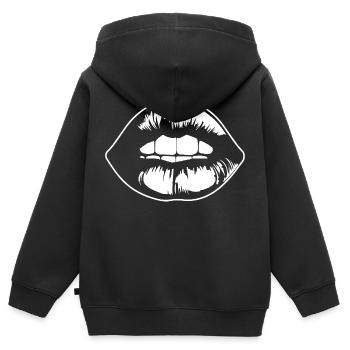 Lippen Mund Kussmund - Kinder Premium Organic Zip Hoodie - Schwarz - Hinten - AI Model Kid Male (0cm)