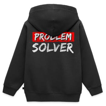 Problem? Nicht mein Problem Motto - Kinder Premium Organic Zip Hoodie - Schwarz - Hinten - AI Model Kid Male (0cm)