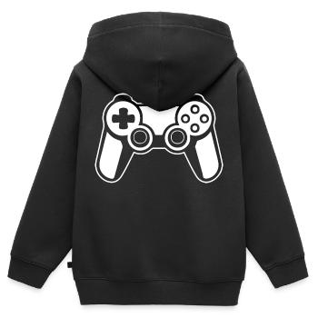 Manette de jeu de jeux vidéo - Sweat Premium à capuche zippé enfant bio - noir - Dos - AI Model Kid Male (0cm)