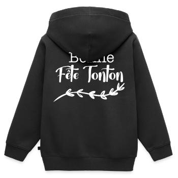 Bonne fête tonton anniversaire - Sweat Premium à capuche zippé enfant bio - noir - Dos - AI Model Kid Male (0cm)