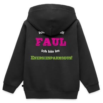Faul - Kinder Premium Organic Zip Hoodie - Schwarz - Hinten - AI Model Kid Male (0cm)