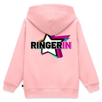 Ringerin - Kinder Premium Organic Zip Hoodie - Rosa - Hinten - AI Model Kid Female (0cm)