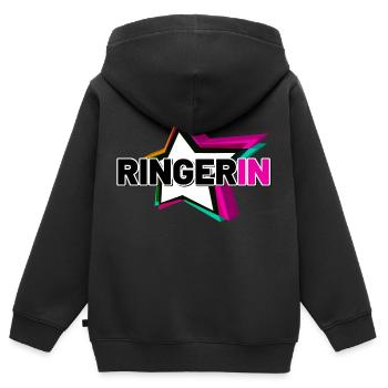 Ringerin - Kinder Premium Organic Zip Hoodie - Schwarz - Hinten - AI Model Kid Male (0cm)