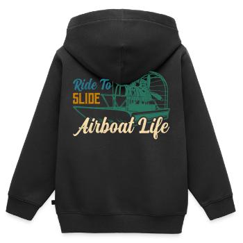 Ride To Slide Airboat Life Hydroplane Propeller Sw - Kinder Premium Organic Zip Hoodie - Schwarz - Hinten - AI Model Kid Male (0cm)