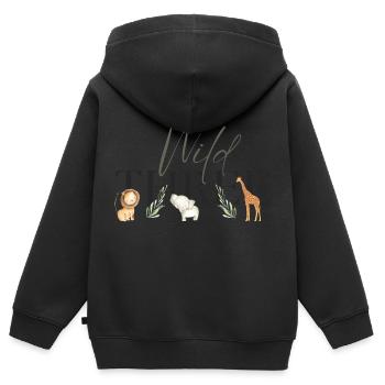 Wild One Safari third three Birthday Geburtstag3 - Kinder Premium Organic Zip Hoodie - Schwarz - Hinten - AI Model Kid Male (0cm)