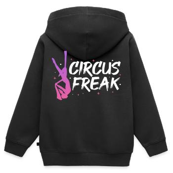 Circus Freak Design pour un fan d’exercices de cirque - Sweat Premium à capuche zippé enfant bio - noir - Dos - AI Model Kid Male (0cm)