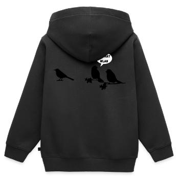 Der hat wlan Spatz lustige Sprüche Tiere - Kinder Premium Organic Zip Hoodie - Schwarz - Hinten - AI Model Kid Male (0cm)